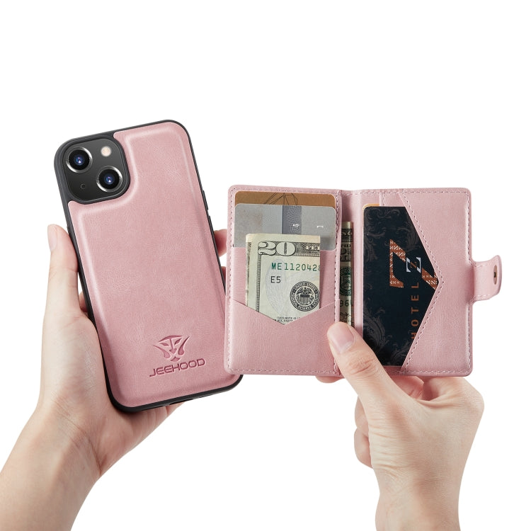 For iPhone 14 JEEHOOD Retro Magnetic Detachable Leather Phone Case (Pink) - iPhone 14 Cases by JEEHOOD | Online Shopping South Africa | PMC TechLife | Buy Now Pay Later Mobicred