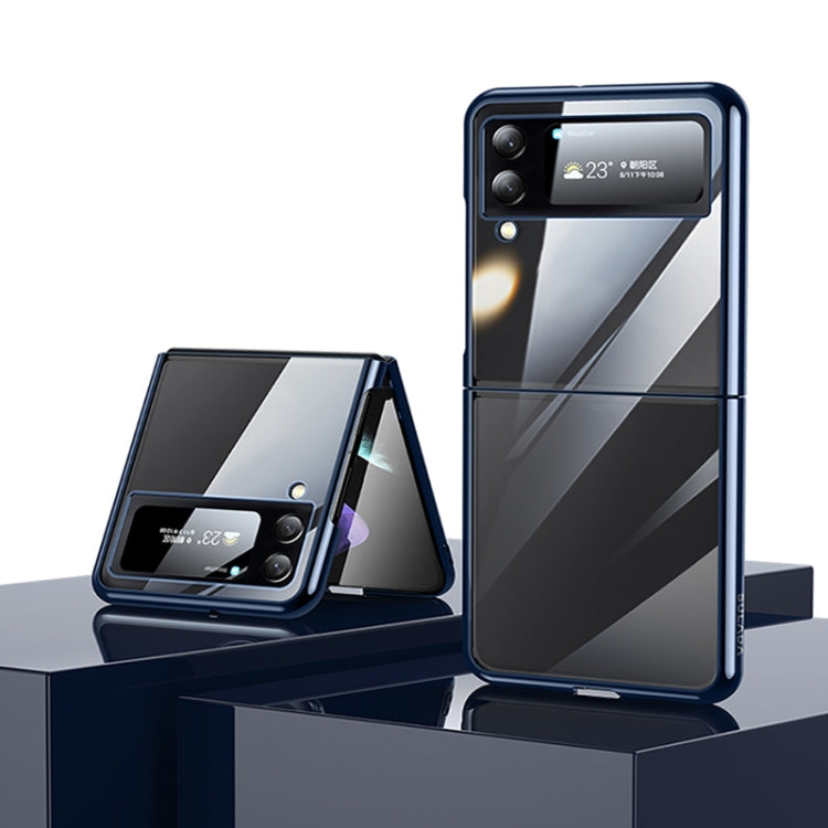 For Samsung Galaxy Z Flip4 SULADA Shockproof Plating PC Transparent Protective Case(Blue) - Galaxy Z Flip4 5G Cases by SULADA | Online Shopping South Africa | PMC TechLife