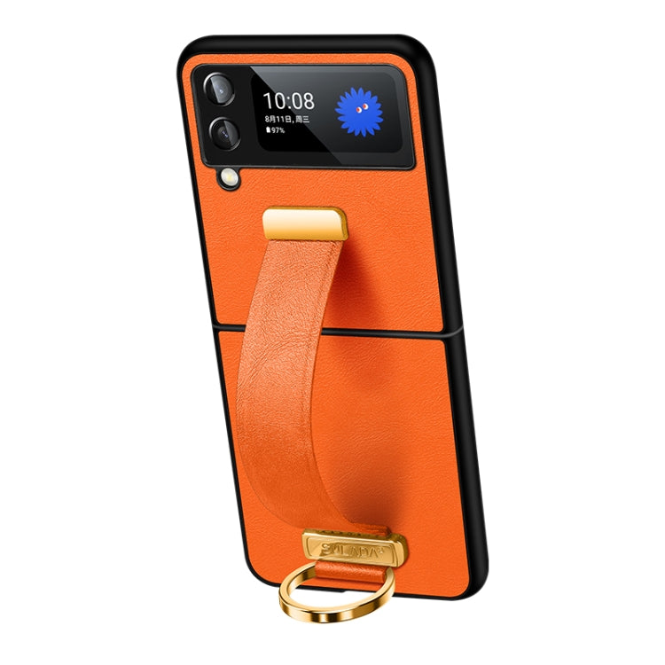 For Samsung Galaxy Z Flip4 SULADA Cool Series PC + Leather Texture Skin Feel Shockproof Phone Case(Orange) - Galaxy Z Flip4 5G Cases by SULADA | Online Shopping South Africa | PMC Jewellery