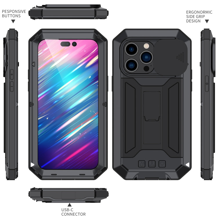 For iPhone 14 Pro R-JUST Shockproof Life Waterproof Dust-proof Case(Black) - iPhone 14 Pro Cases by R-JUST | Online Shopping South Africa | PMC Jewellery | Buy Now Pay Later Mobicred