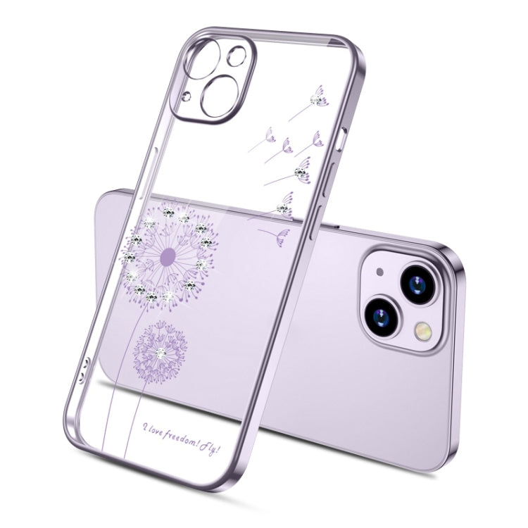 For iPhone 14 Electroplating Diamond Dandelion TPU Phone Case (Purple) - iPhone 14 Cases by PMC TechLife | Online Shopping South Africa | PMC TechLife