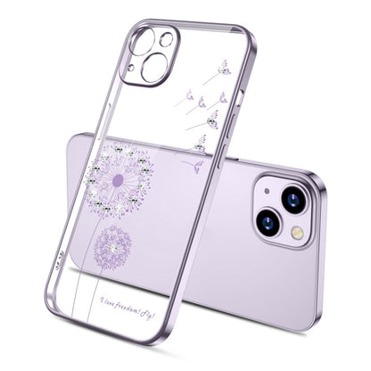 For iPhone 14 Electroplating Diamond Dandelion TPU Phone Case (Purple) - iPhone 14 Cases by PMC Jewellery | Online Shopping South Africa | PMC Jewellery