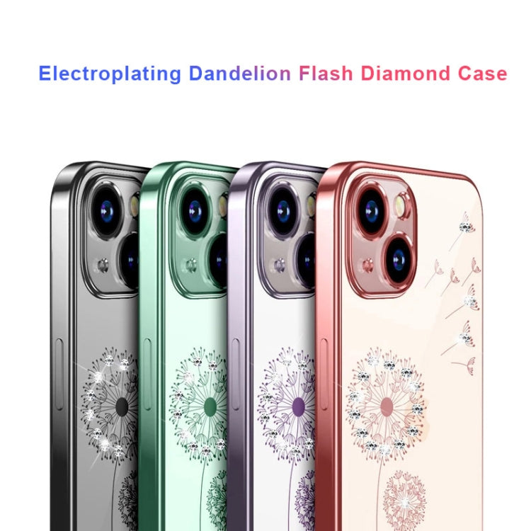 For iPhone 14 Electroplating Diamond Dandelion TPU Phone Case (Purple) - iPhone 14 Cases by PMC TechLife | Online Shopping South Africa | PMC TechLife