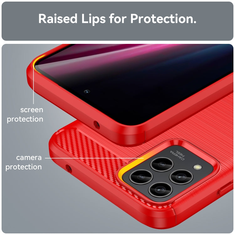 For T-Mobile REVVL 6 Pro 5G Brushed Texture Carbon Fiber TPU Phone Case(Red) - More Brand by PMC Jewellery | Online Shopping South Africa | PMC Jewellery