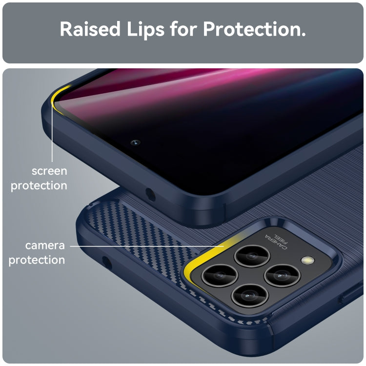 For T-Mobile REVVL 6 Pro 5G Brushed Texture Carbon Fiber TPU Phone Case(Blue) - More Brand by PMC Jewellery | Online Shopping South Africa | PMC Jewellery