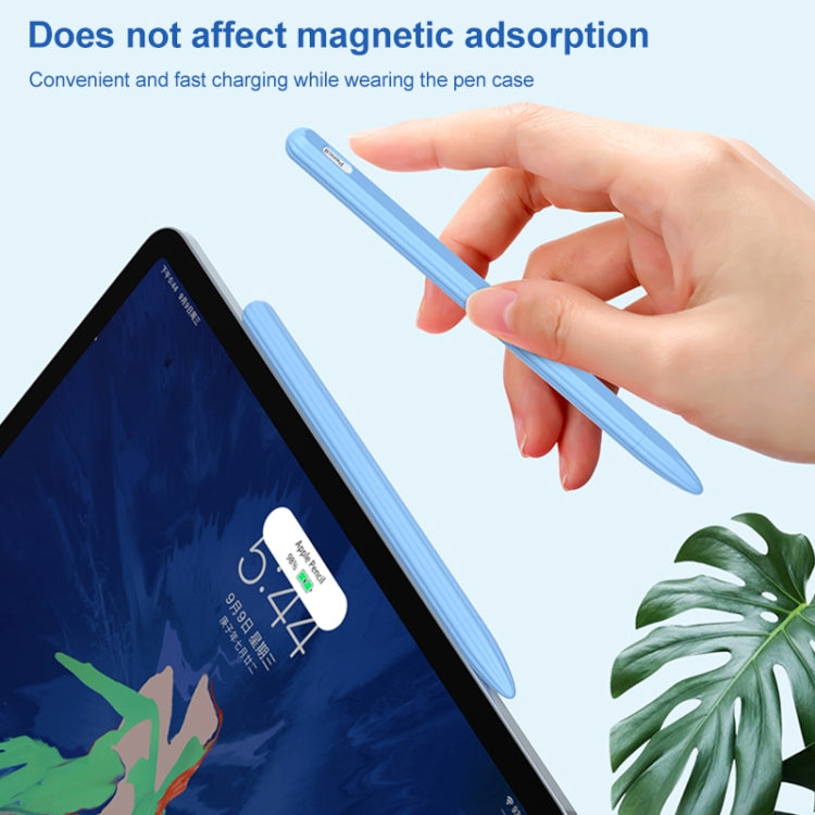 3 in 1 Striped Liquid Silicone Stylus Case with Two Tip Caps For Apple Pencil 1(Midnight Blue) - Pencil Accessories by PMC TechLife | Online Shopping South Africa | PMC TechLife