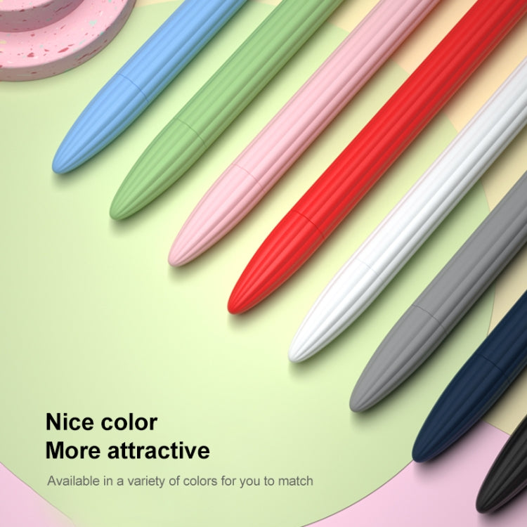 3 in 1 Striped Liquid Silicone Stylus Case with Two Tip Caps For Apple Pencil 2(Black) - Pencil Accessories by PMC TechLife | Online Shopping South Africa | PMC TechLife