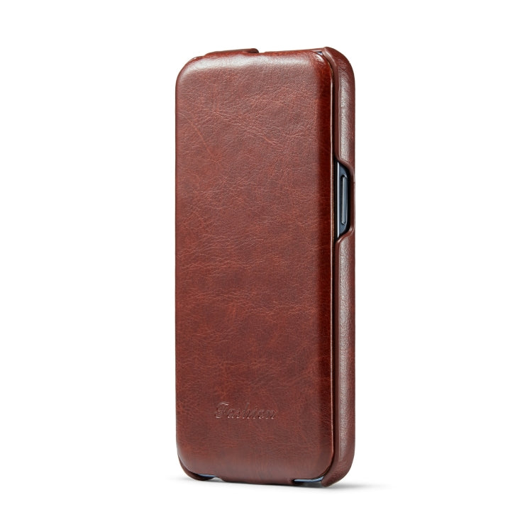 For iPhone 14 Pro Max Fierre Shann Oil Wax Texture Vertical Flip PU Phone Case (Brown) - iPhone 14 Pro Max Cases by FIERRE SHANN | Online Shopping South Africa | PMC Jewellery