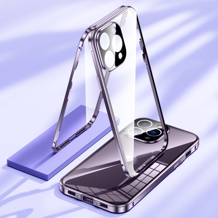 For iPhone 14 Pro Magnetic Double-buckle HD Tempered Glass Phone Case(Black) - iPhone 14 Pro Cases by PMC TechLife | Online Shopping South Africa | PMC TechLife | Buy Now Pay Later Mobicred