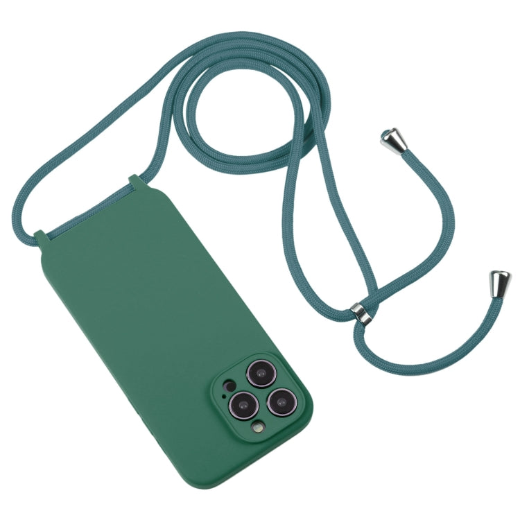 For iPhone 14 Pro Max Crossbody Lanyard Liquid Silicone Case(Emerald Green) - iPhone 14 Pro Max Cases by PMC Jewellery | Online Shopping South Africa | PMC Jewellery