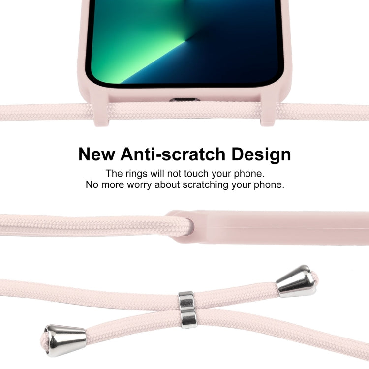For iPhone 13 Pro Max Crossbody Lanyard Liquid Silicone Case(Sand Pink) - free shipping - PMC TechLife - Order now!