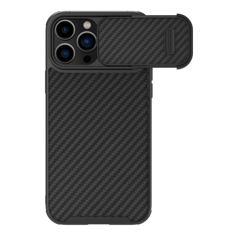 For iPhone 14 Pro NILLKIN Synthetic Fiber Camshield Phone Case(Black) - iPhone 14 Pro Cases by NILLKIN | Online Shopping South Africa | PMC TechLife | Buy Now Pay Later Mobicred