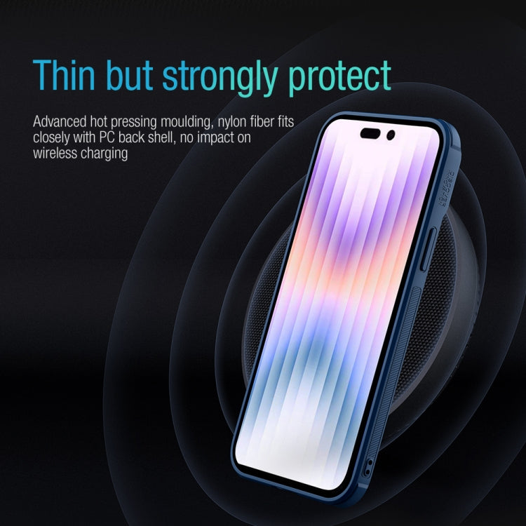 For iPhone 14 Pro NILLKIN 3D Textured Camshield PC + TPU Phone Case(Blue) - iPhone 14 Pro Cases by NILLKIN | Online Shopping South Africa | PMC Jewellery