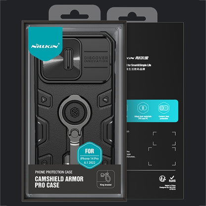 For iPhone 14 Pro NILLKIN CamShield Armor Pro Magnetic Phone Case(Black) - iPhone 14 Pro Cases by NILLKIN | Online Shopping South Africa | PMC Jewellery