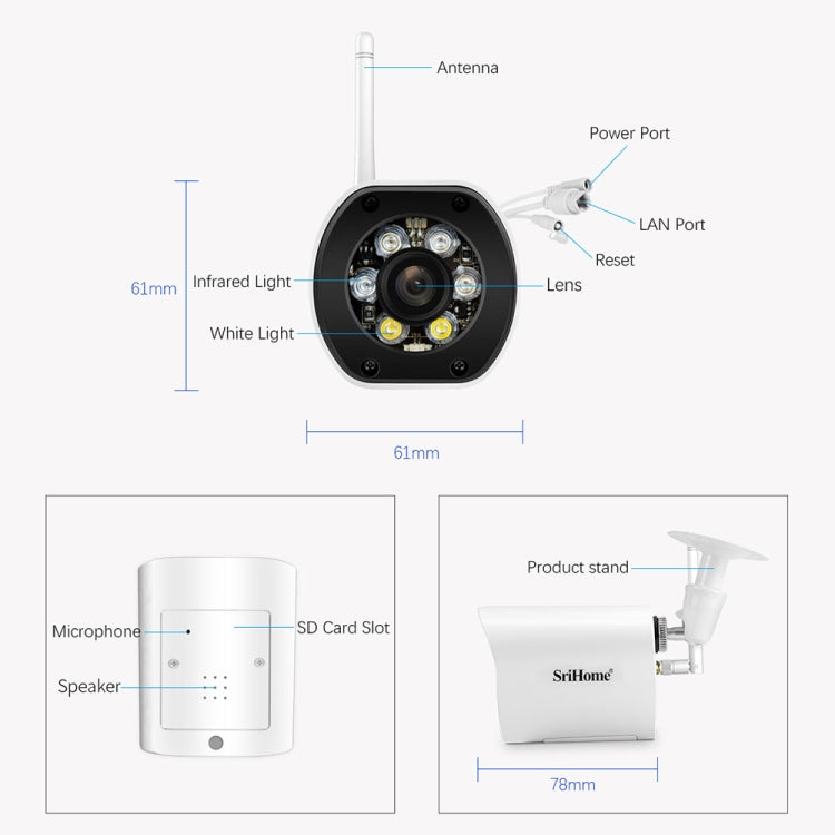 SriHome SH034C 4.0MP AI Humanoid Tracking WiFi Outdoor Surveillance Camera(US Plug) - Bullet Camera by SriHome | Online Shopping South Africa | PMC Jewellery | Buy Now Pay Later Mobicred