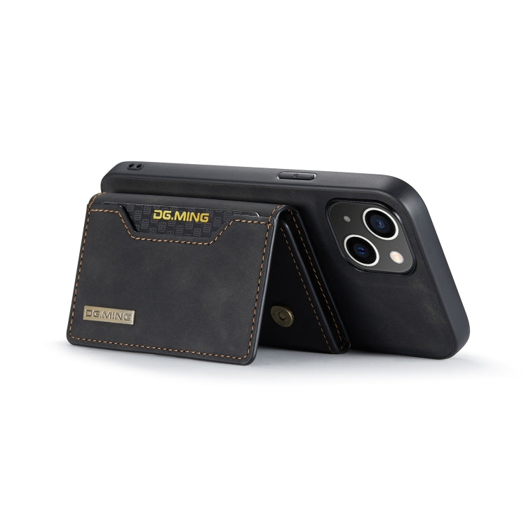 For iPhone 14 DG.MING M2 Series 3-Fold Card Bag Leather Case(Black) - iPhone 14 Cases by DG.MING | Online Shopping South Africa | PMC TechLife | Buy Now Pay Later Mobicred