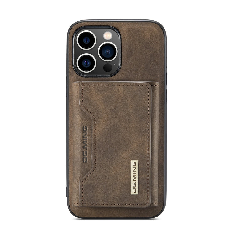 For iPhone 14 Pro DG.MING M2 Series 3-Fold Card Bag Leather Case(Coffee) - iPhone 14 Pro Cases by DG.MING | Online Shopping South Africa | PMC TechLife | Buy Now Pay Later Mobicred
