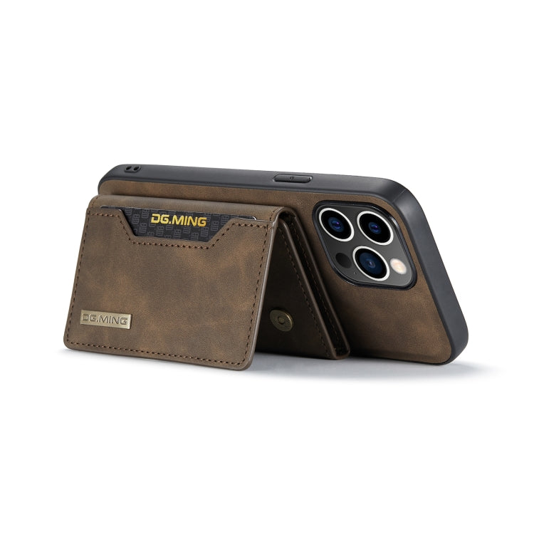 For iPhone 14 Pro DG.MING M2 Series 3-Fold Card Bag Leather Case(Coffee) - iPhone 14 Pro Cases by DG.MING | Online Shopping South Africa | PMC TechLife | Buy Now Pay Later Mobicred