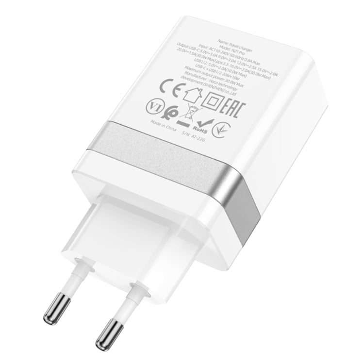 hoco N21 Pro Tourer PD 30W QC3.0 2USB-A+USB-C / Type-C Travel Charger, Plug Type:EU Plug - USB Charger by hoco | Online Shopping South Africa | PMC Jewellery