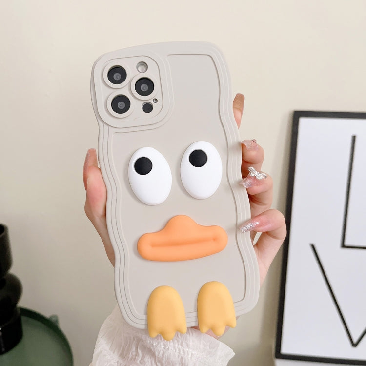 For iPhone 14 Plus Wave Edge Big Duck Silicone Phone Case with Wristband(White) - iPhone 14 Plus Cases by PMC TechLife | Online Shopping South Africa | PMC TechLife | Buy Now Pay Later Mobicred