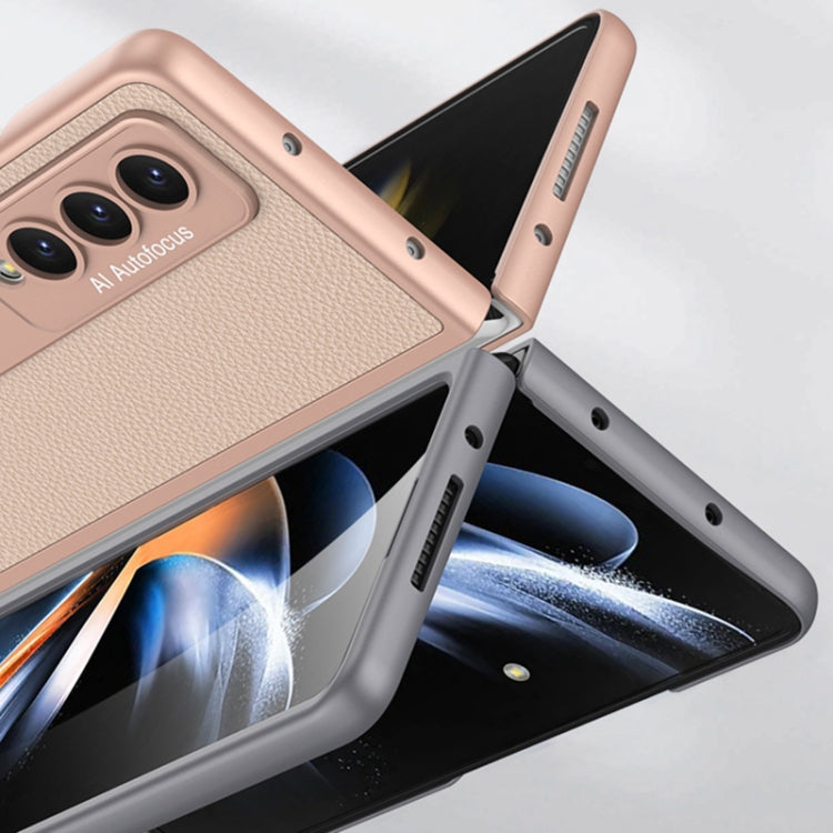 For Samsung Galaxy Z Fold4 GKK Ultra-thin Plain Leather Full Phone Case with Stand(Gold) - free shipping - PMC TechLife - Order now!