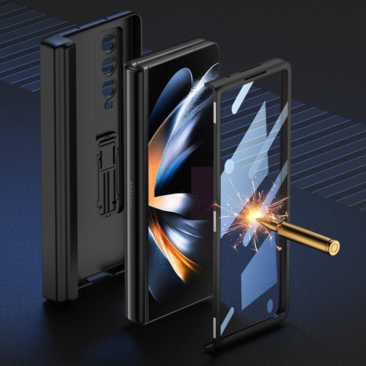 For Samsung Galaxy Z Fold4 GKK Integrated Magnetic Flip Plain Leather Phone Case with Pen Box(Grey) - Galaxy Z Fold4 5G Cases by GKK | Online Shopping South Africa | PMC TechLife | Buy Now Pay Later Mobicred