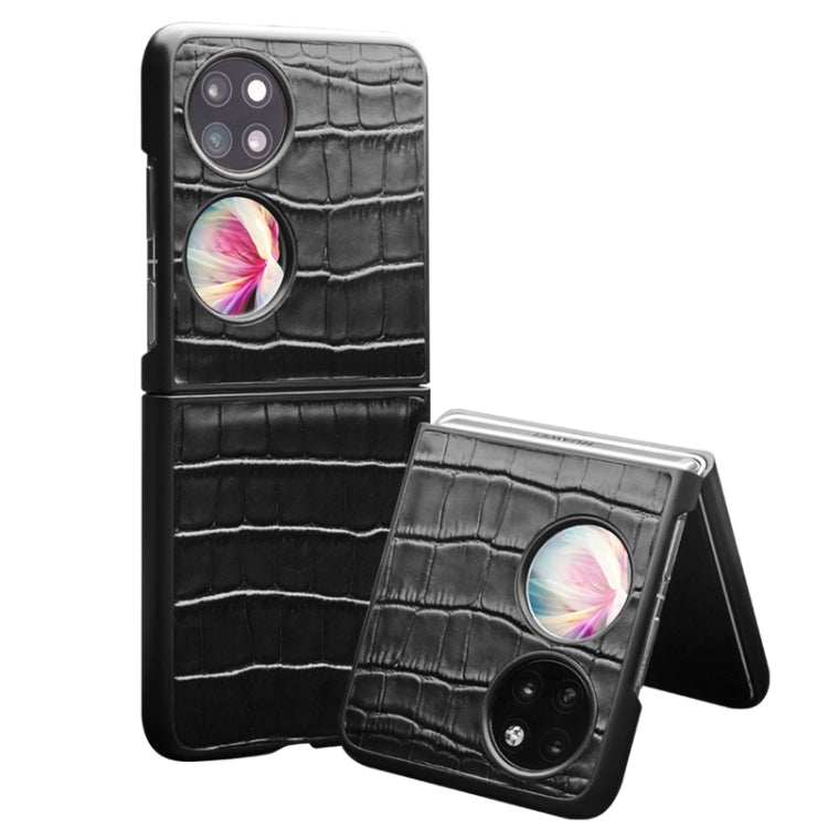 For Huawei P50 Pocket QIALINO Crocodile Pattern Genuine Leather Phone Case(Black) - free shipping - PMC TechLife - Order now!