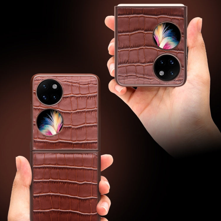 For Huawei P50 Pocket QIALINO Crocodile Pattern Genuine Leather Phone Case(Black) - free shipping - PMC TechLife - Order now!