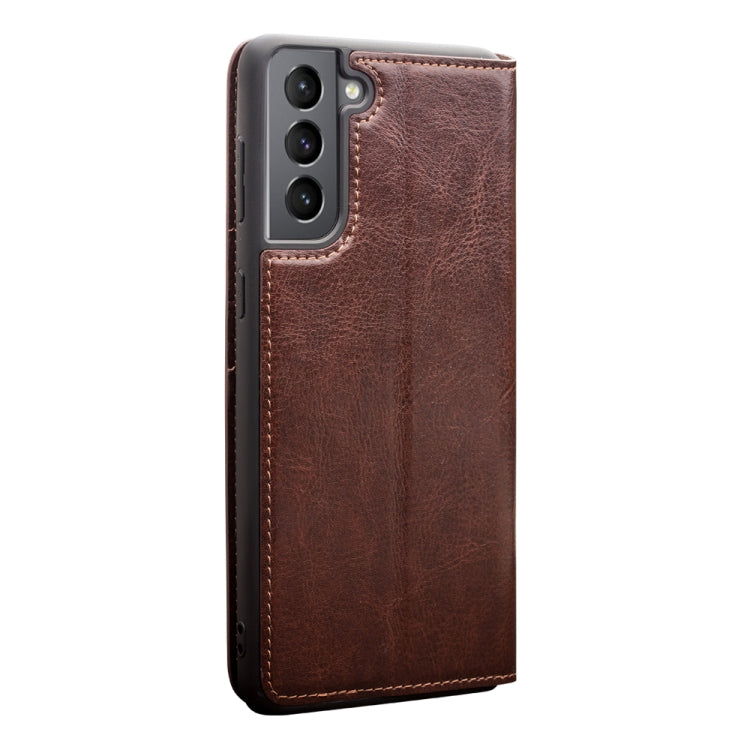 For Samsung Galaxy S21 5G QIALINO Genuine Leather Phone Case(Brown) - Galaxy S21 5G Cases by QIALINO | Online Shopping South Africa | PMC TechLife | Buy Now Pay Later Mobicred