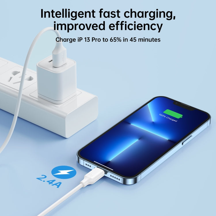 JOYROOM S-UL012A9 2.4A USB to 8 Pin Fast Charging Data Cable, Length:2m(White) - Normal Style Cable by JOYROOM | Online Shopping South Africa | PMC TechLife