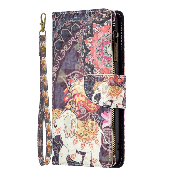 For Samsung Galaxy A14 5G Colored Drawing Pattern Zipper Leather Phone Case(Flower Elephants) - free shipping - PMC TechLife - Order now!