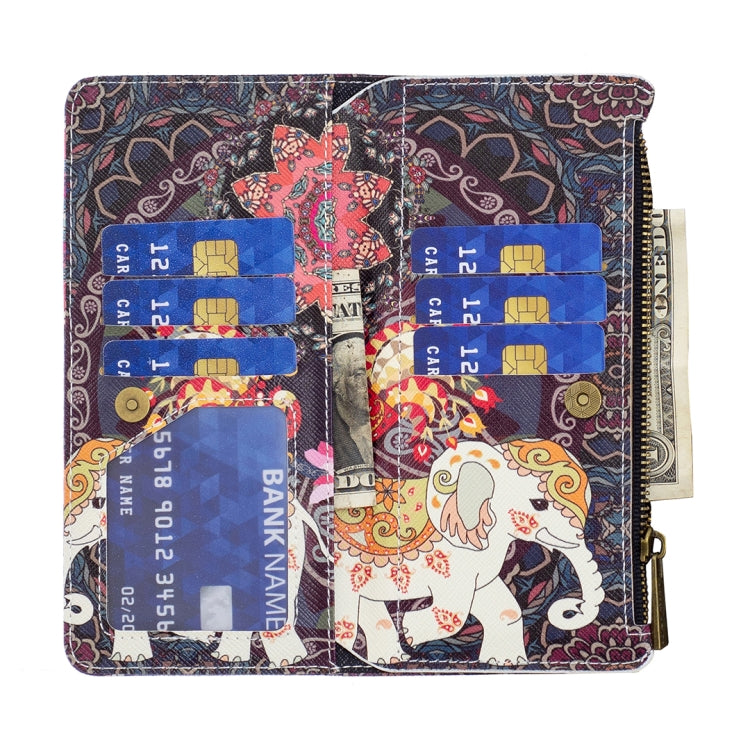 For Samsung Galaxy A14 5G Colored Drawing Pattern Zipper Leather Phone Case(Flower Elephants) - free shipping - PMC TechLife - Order now!