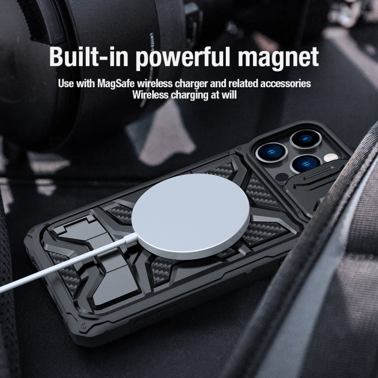 For iPhone 14 Pro Max NILLKIN Sliding Camera Cover Design TPU + PC Magnetic Phone Case(Blue) - iPhone 14 Pro Max Cases by NILLKIN | Online Shopping South Africa | PMC TechLife | Buy Now Pay Later Mobicred
