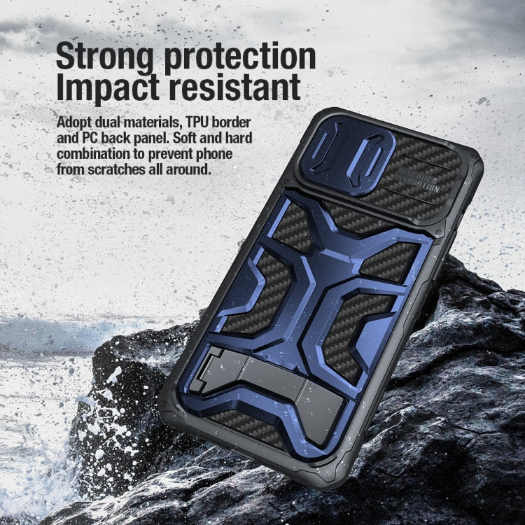 For iPhone 14 Pro Max NILLKIN Sliding Camera Cover Design TPU + PC Magnetic Phone Case(Blue) - iPhone 14 Pro Max Cases by NILLKIN | Online Shopping South Africa | PMC TechLife | Buy Now Pay Later Mobicred