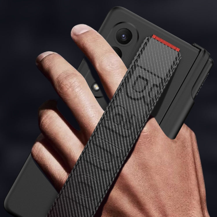 For Samsung Galaxy Z Fold4 GKK Integrated Magnetic Folding Hinge Phone Case with Wrist Strap & Pen Holder(Carbon Fiber) - Galaxy Z Fold4 5G Cases by GKK | Online Shopping South Africa | PMC Jewellery