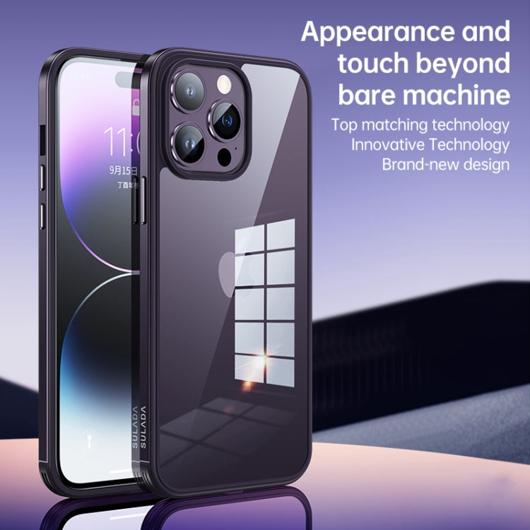 For iPhone 14 Plus SULADA Metal Frame + Nano Glass + TPU Phone Case(Champagne Gold) - free shipping - PMC TechLife - Order now!
