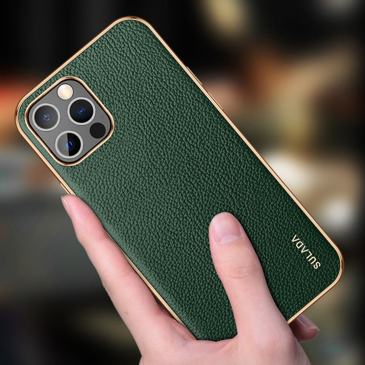 For iPhone 14 Plus SULADA Shockproof TPU + Handmade Leather Phone Case(Green) - iPhone 14 Plus Cases by SULADA | Online Shopping South Africa | PMC TechLife
