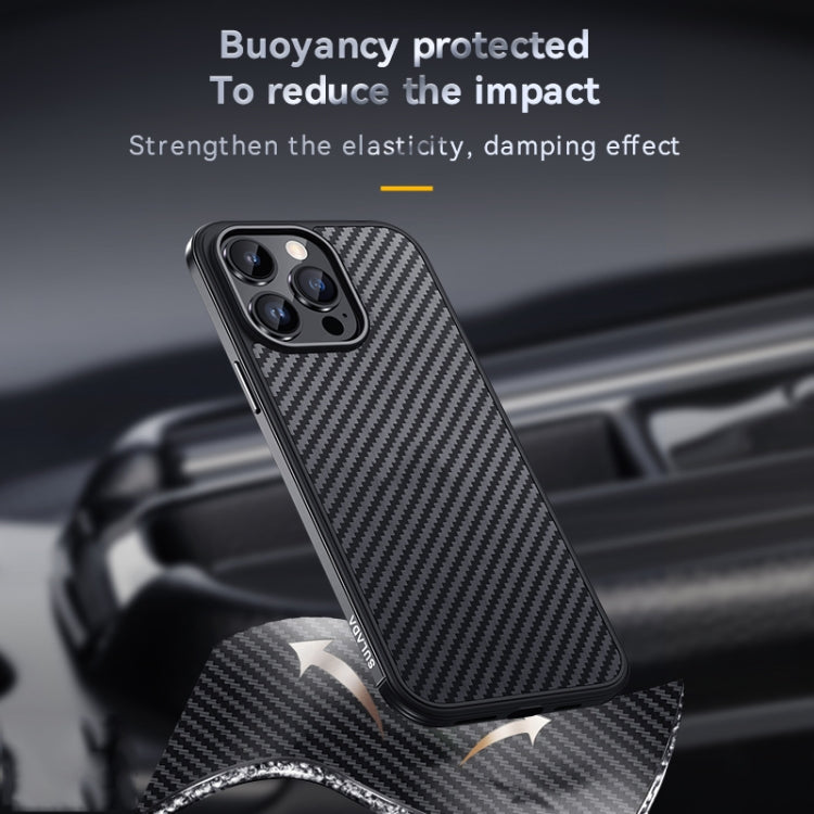 For iPhone 14 SULADA Carbon Fiber Textured Shockproof Metal + TPU Frame Case(Black) - iPhone 14 Cases by SULADA | Online Shopping South Africa | PMC TechLife | Buy Now Pay Later Mobicred