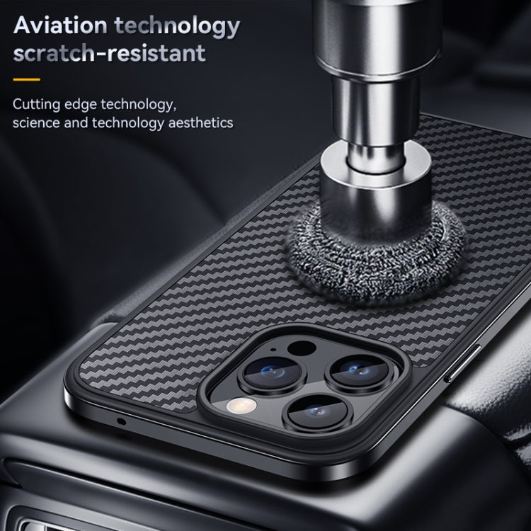 For iPhone 14 SULADA Carbon Fiber Textured Shockproof Metal + TPU Frame Case(Dark Blue) - iPhone 14 Cases by SULADA | Online Shopping South Africa | PMC TechLife | Buy Now Pay Later Mobicred
