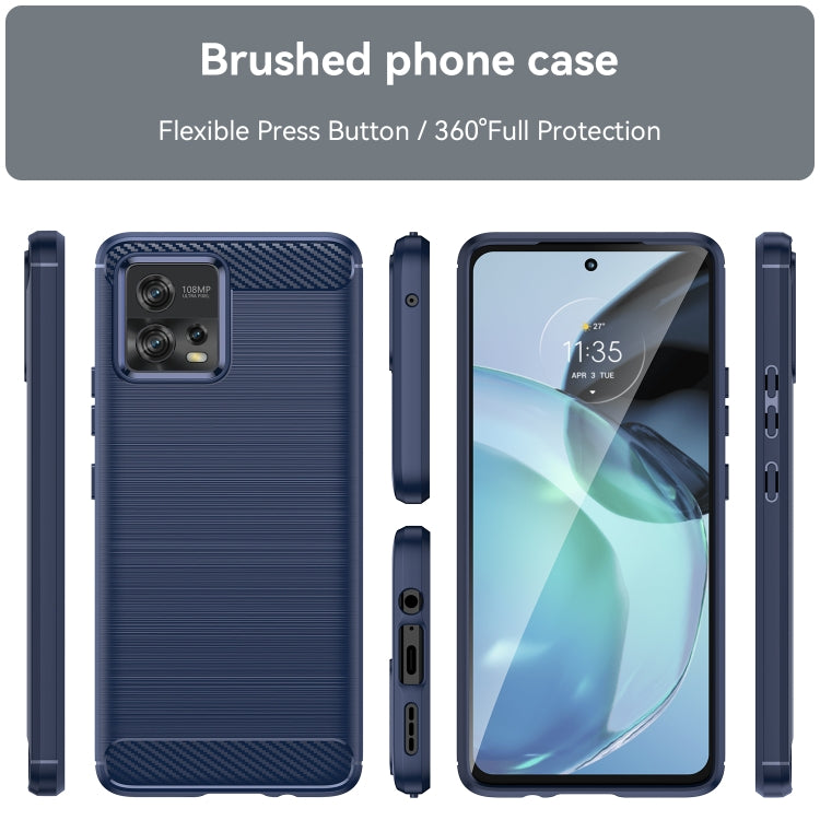 For Motorola Moto G72 5G Brushed Texture Carbon Fiber TPU Phone Case(Blue) - Motorola Cases by PMC Jewellery | Online Shopping South Africa | PMC Jewellery