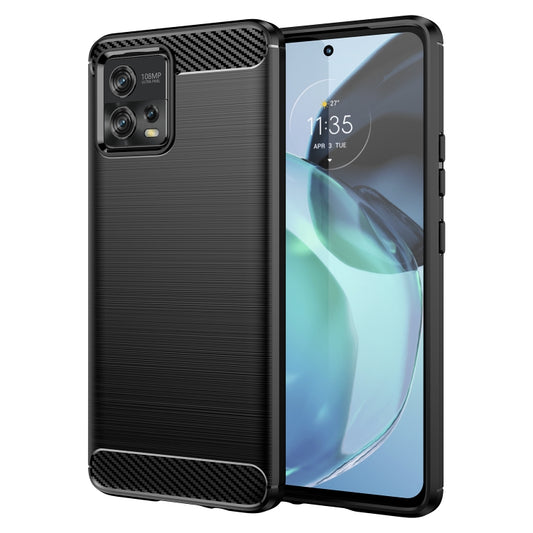 For Motorola Moto G72 5G Brushed Texture Carbon Fiber TPU Phone Case(Black) - Motorola Cases by PMC Jewellery | Online Shopping South Africa | PMC Jewellery