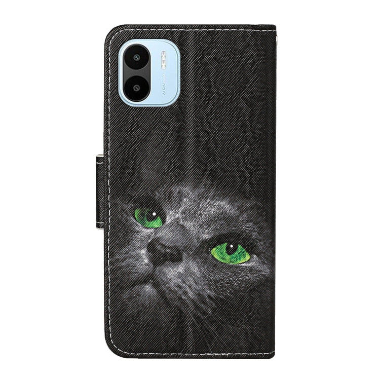 For Xiaomi Redmi A1 Colored Drawing Pattern Leather Phone Case(Black Cat) - Xiaomi Cases by PMC Jewellery | Online Shopping South Africa | PMC Jewellery