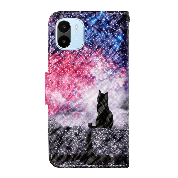 For Xiaomi Redmi A1 Colored Drawing Pattern Leather Phone Case(Star Sky Cat) - Xiaomi Cases by PMC Jewellery | Online Shopping South Africa | PMC Jewellery