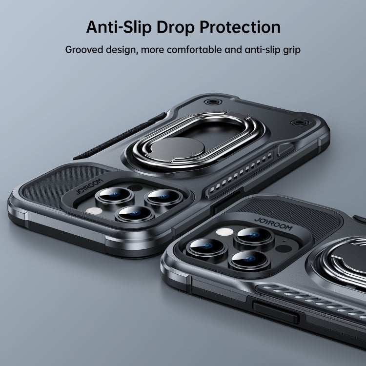 For iPhone 14 Pro JOYROOM PC + TPU Dual-layer Shockproof Phone Case with Rotating Holder(Black) - iPhone 14 Pro Cases by JOYROOM | Online Shopping South Africa | PMC TechLife | Buy Now Pay Later Mobicred