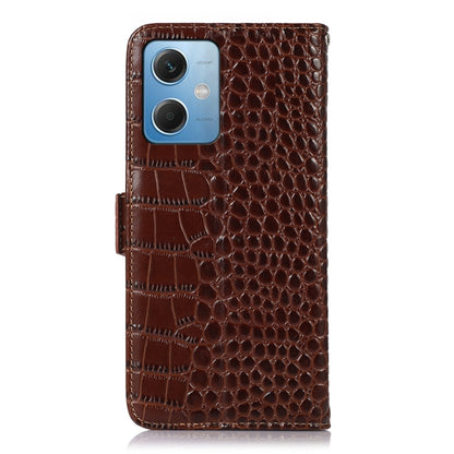 For Xiaomi Redmi Note 12 China Crocodile Top Layer Cowhide Leather Phone Case(Brown) - Note 12 Cases by PMC Jewellery | Online Shopping South Africa | PMC Jewellery