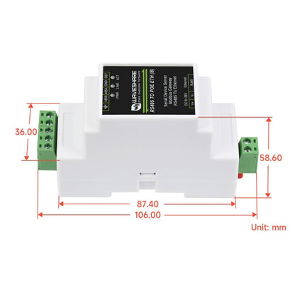 Waveshare Din Rail RS485 to RJ45 Serial Server with POE Function - Mini PC Accessories by WAVESHARE | Online Shopping South Africa | PMC Jewellery