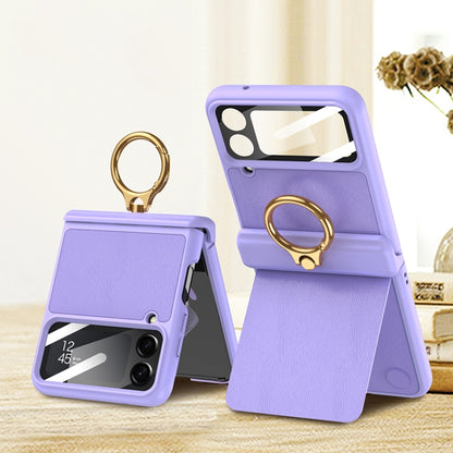 For Samsung Galaxy Z Flip4 GKK Magnetic Fold Hinge Full Coverage Phone Case with Ring Holder(Purple) - Galaxy Z Flip4 5G Cases by GKK | Online Shopping South Africa | PMC Jewellery