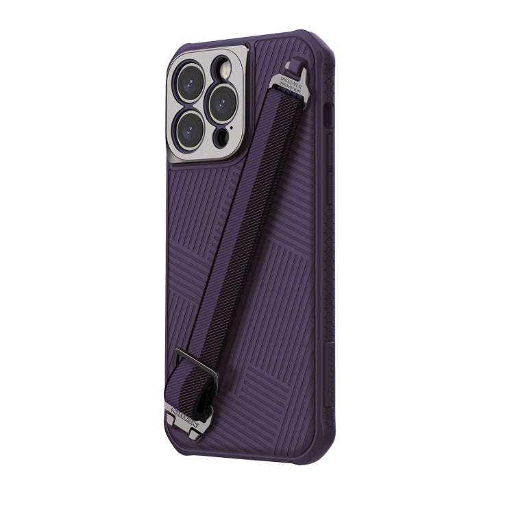 For iPhone 14 Pro Max NILLKIN MagSafe Full Coverage Phone Case with Wrist Strap(Purple) - iPhone 14 Pro Max Cases by NILLKIN | Online Shopping South Africa | PMC Jewellery