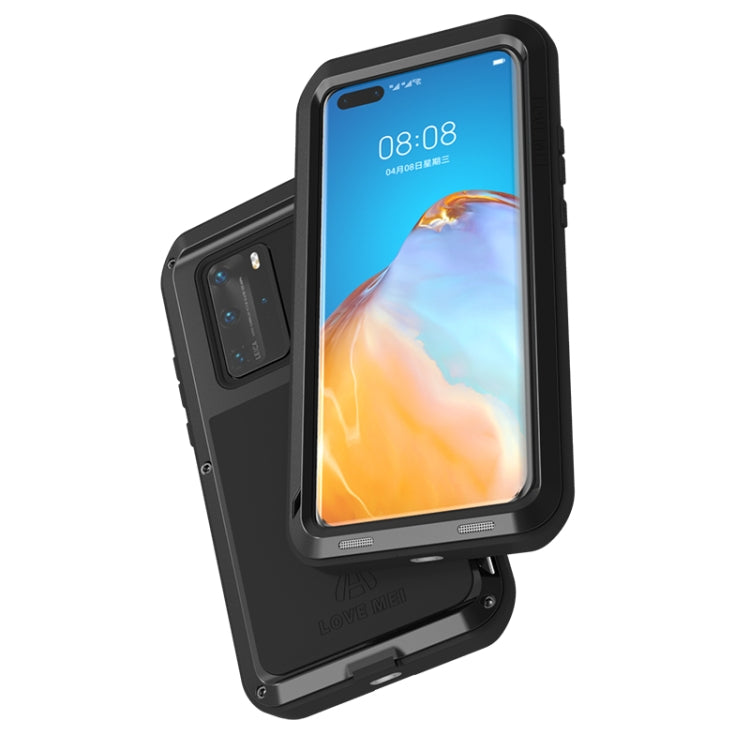 For Huawei P40 Pro LOVE MEI Metal Shockproof Waterproof Dustproof Protective Case(Black) - Huawei Cases by LOVE MEI | Online Shopping South Africa | PMC TechLife | Buy Now Pay Later Mobicred