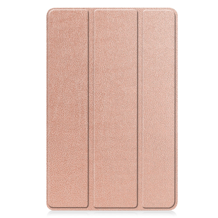 For Lenovo Tab P11 Gen 2 Custer Pure Color 3-Fold Holder Leather Smart Tablet Case(Rose Gold) - For Lenovo by PMC Jewellery | Online Shopping South Africa | PMC Jewellery